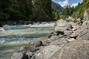 River Sarca and Adamello mountain range, Genova Valley, Trentino, Italy, Europe River Sarca and Adamello mountain range, Genova Valley, Trentino, Italy, Europe