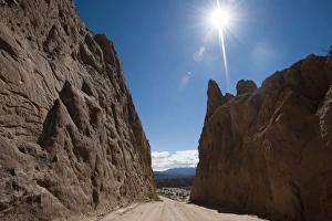 Road passing through dramatic rock formations of Calchaqui valleys, Argentina, South Road passing through dramatic rock formations of Calchaqui valleys, Argentina, South