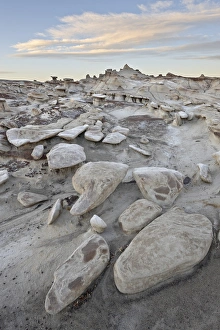 Rocks in the badlands at sunrise, Bisti Wilderness, New Mexico, United States of America, North America Rocks in the badlands at sunrise, Bisti Wilderness, New Mexico, United States of America, North America