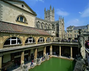 Prints of The Roman Baths with the Abbey behind, Bath, UNESCO World Heritage Site, Avon, England, United Kingdom, Europe Avon Prints: The Roman Baths with the Abbey behind, Bath UNESCO Print