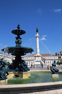 Prints of Rossio Square, Praca Dom Pedro IV, Lisbon, Portugal, Europe Lisbon Prints: Rossio Square Print, Lisbon, Portugal