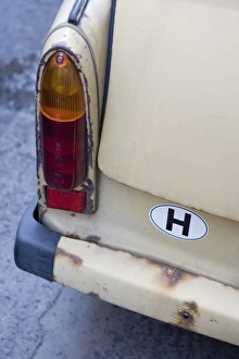 Budapest Hungary Prints: Detail of rusty old Trabant Car