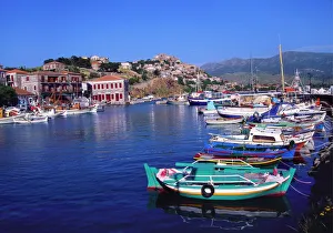 Sailboats Moored at Molyvos Harbour, Lesvos, Greece Sailboats Moored at Molyvos Harbour, Lesvos, Greece