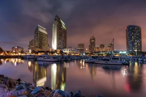 San Diego Marina and skyline at dusk, California, United States of America, North America San Diego Marina and skyline at dusk, California, United States of America, North America