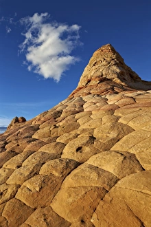 Arizona Sandstone Landscape Prints: Sandstone hill with brain texture and a cloud