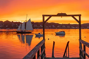 Schooner Returns to Dock Print at Sunset