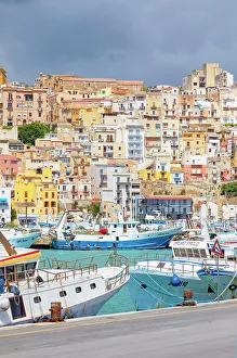 Mediterranean Sea Ports Prints: Sciacca harbour, Sciacca, Agrigento district, Sicily, Italy, Mediterranean, Europe