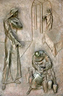 Sculpture on door depicting the miracle of the Wedding at Cana, Annunciation Basilica Sculpture on door depicting the miracle of the Wedding at Cana, Annunciation Basilica