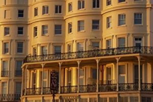 Sussex England Landscape Prints: Seafront facade bathed in dusk light, Brighton, Sussex, England, United Kingdom, Europe