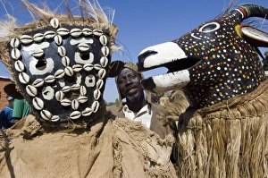 Senoufo masks at festivities, Loulouni Village, Sikasso area, Mali, Africa Senoufo masks at festivities, Loulouni Village, Sikasso area, Mali, Africa