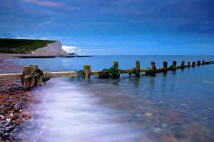 Prints of Seven Sisters Cliffs from Cuckmere Haven Beach, South Downs, East Sussex, England, United Kingdom, Europe East Sussex Prints: Seven Sisters Cliffs Print, Cuckmere Haven Beach