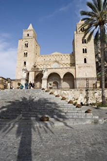 Cefalu Cathedral Prints: Shadow of palm tree