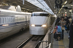 Shinkansen (Bullet) train at Shin-Osaka station, Kyushu, Japan, Asia Shinkansen (Bullet) train at Shin-Osaka station, Kyushu, Japan, Asia