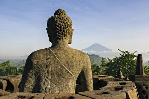 Ancient Buddhist Architecture Prints: Sitting Buddha in the temple complex of Borobodur