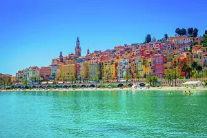 French Riviera Photography Prints: Skyline of Menton, Alpes-Maritimes, Cote d Azur, Provence, French Riviera, France