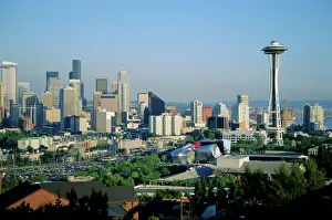 Prints of Skyline of Seattle, Washington State, USA Washington Prints: Seattle Skyline Print