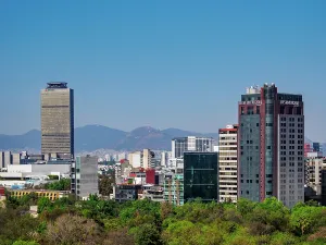 Mexico City Skyline Prints: Skyline seen from Chapultepec Castle, elevated view, Mexico City, Mexico