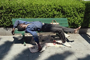Travel Destinations North America Prints: Sleeping on bench