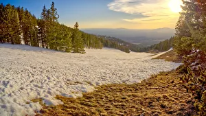 The slopes of Arizona Snow Bowl facing west close to sundown The slopes of Arizona Snow Bowl facing west close to sundown