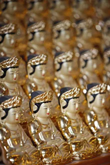 Asian Buddhist Art Prints: Small statues of the Bodhisattva of Compassion, Bongeunsa Temple, Seoul, South Korea