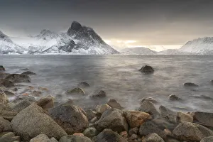 Snow covered mountains near to Stonglandseidet on the island of Senja, Troms og Finnmark Snow covered mountains near to Stonglandseidet on the island of Senja, Troms og Finnmark