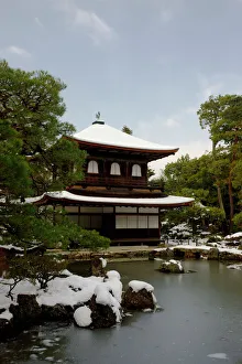 Snow-covered Silver Pavilion, Ginkaku-ji Temple, Kyoto, Japan, Asia Snow-covered Silver Pavilion, Ginkaku-ji Temple, Kyoto, Japan, Asia