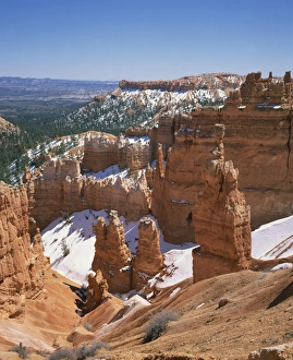 Snowy Rock Formations Prints: Snow on pinnacles and rock formations in the Bryce