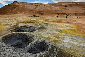 Solfataras and boiling mud pools, Namafjall, Krafla geothermal area, near Myvatn Solfataras and boiling mud pools, Namafjall, Krafla geothermal area, near Myvatn
