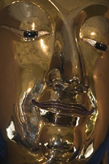 Buddhist Art Southeast Asia Prints: Solid gold Buddha at Sukhothai Traimit temple, Bangkok, Thailand, Southeast Asia, Asia