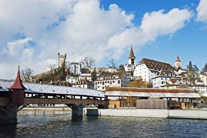 Spreuerbrucke, covered wooden bridge over the River Reuss, Lucerne, Switzerland, Europe Spreuerbrucke, covered wooden bridge over the River Reuss, Lucerne, Switzerland, Europe