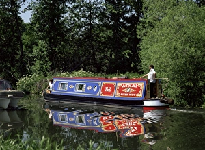 UK River Scenery Prints: Spring afternoon on the River Wey Navigation, near Pyrford, Surrey, England