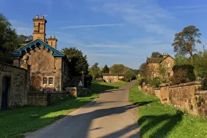 Prints of Spring morning at Edensor, Estate Village at Chatsworth, home of Duke of Devonshire, near Chesterfield, Derbyshire, England, United Kingdom, Europe Derbyshire Prints: Spring Morning at Edensor Print