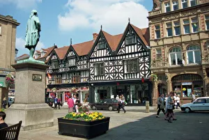 Prints of The Square and High Street with statue of Clive, Shrewsbury, Shropshire, England, United Kingdom, Europe Shropshire Prints: The Square and High Street Print, Shrewsbury, England