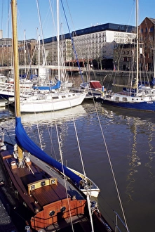 Bristol Cityscape Prints: St. Augustines Bridge on Floating Harbour, Bristol, England, United Kingdom, Europe