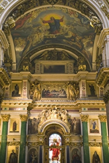 Russian Orthodox Church Art Prints: St. Isaacs catherdal interior, St. Petersburg, Russia, Europe