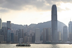 Star ferry on Victoria Harbour with the skyscrapers of Hong Kong Island behind, Hong Kong Star ferry on Victoria Harbour with the skyscrapers of Hong Kong Island behind, Hong Kong