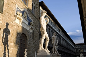 Famous Statues In Europe Prints: Statue of David with shadow