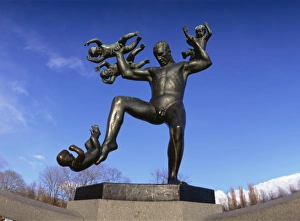 Prints of Statue of a man and babies, Frogner Park (Vigelands Park), Oslo, Norway, Scandinavia, Europe Sculpture Prints: Statue of a Man and Babies Print