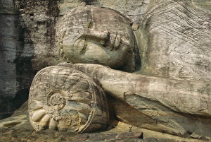 Serene Asian Landscape Prints: Statue of the reclining Buddha