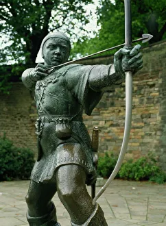 Statue of Robin Hood, Nottingham, Nottinghamshire, England, United Kingdom, Europe Statue of Robin Hood, Nottingham, Nottinghamshire, England, United Kingdom, Europe
