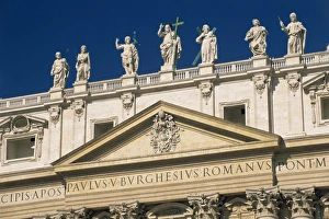 Vatican City Famous Buildings Prints: Statues on the facade of St