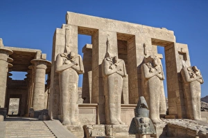 North Africa Travel Destination Prints: Four statues of Osiris, Hypostyle Hall, The Ramesseum (Mortuary Temple of Ramese II)