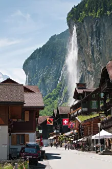 Staubbach Falls in Lauterbrunnen, Jungfrau Region, Switzerland, Europe Staubbach Falls in Lauterbrunnen, Jungfrau Region, Switzerland, Europe