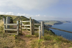 UK Coastal Walks Prints: Stile, Devon Coast Path, South Hams, Devon, England, United Kingdom, Europe
