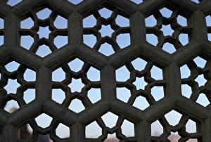 Stone Carvings In India Prints: Detail of stone screen