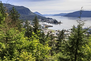 Stunning view, Wrangell and landscape from Mount Dewey trail lookout, Wrangell, pioneer port Stunning view, Wrangell and landscape from Mount Dewey trail lookout, Wrangell, pioneer port
