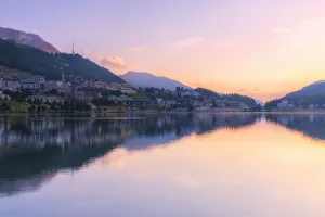 Sunrise at Lake of St. Moritz (Lej da San Murezzan), Sankt Moritz, Engadine Valley Sunrise at Lake of St. Moritz (Lej da San Murezzan), Sankt Moritz, Engadine Valley