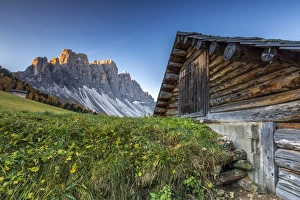 The sunrise over the Odle group from Malga Gampen in the Dolomites, South Tyrol, Italy, Europe The sunrise over the Odle group from Malga Gampen in the Dolomites, South Tyrol, Italy, Europe