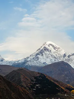 Sunrise view of Gergeti Trinity Church and Mount Kazbek, Kazbegi, Georgia (Sakartvelo) Sunrise view of Gergeti Trinity Church and Mount Kazbek, Kazbegi, Georgia (Sakartvelo)