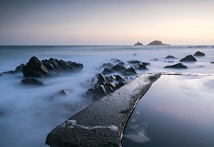Cornwall England Photography Prints: Sunset at Cape Cornwall, Brisons, Cornwall, England, United Kingdom, Europe
